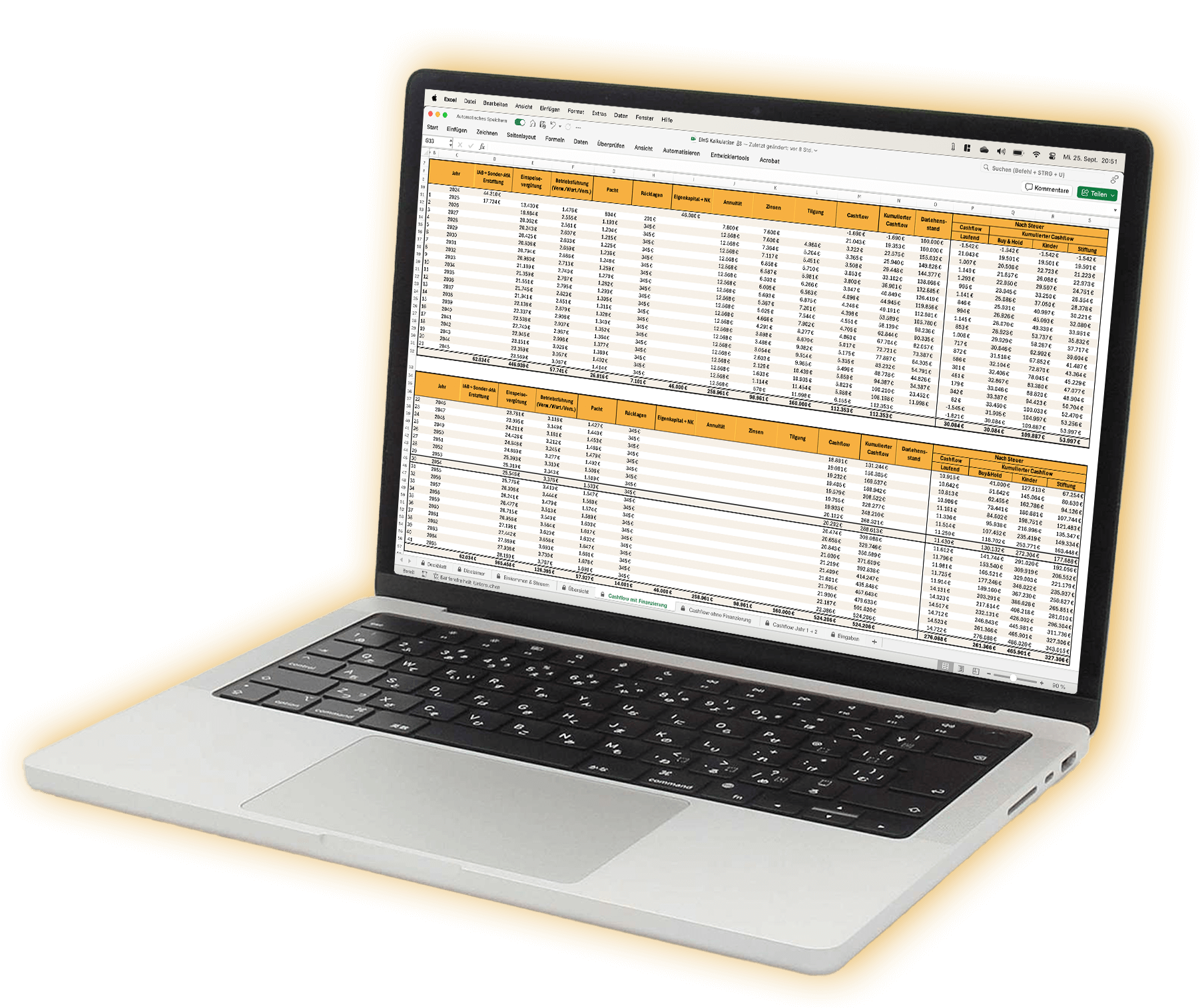 Rentabilitätsberechnung auf MacBook